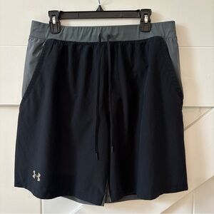 Under Armour Men's Speedpocket Running Shorts Black Gray Athletic Gym XL